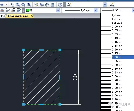 CAD中怎么把一段线、曲线或圆弧加粗？的图1